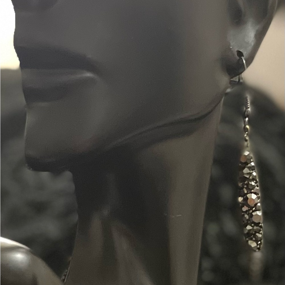 Charcoal Rhinestone Dangle Earrings